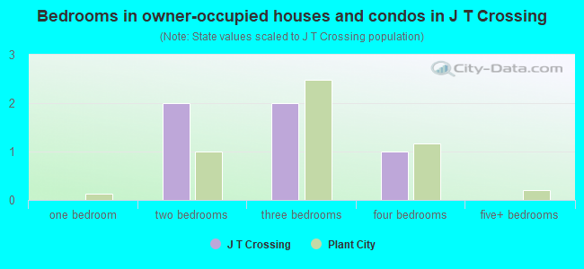 Bedrooms in owner-occupied houses and condos in J T Crossing