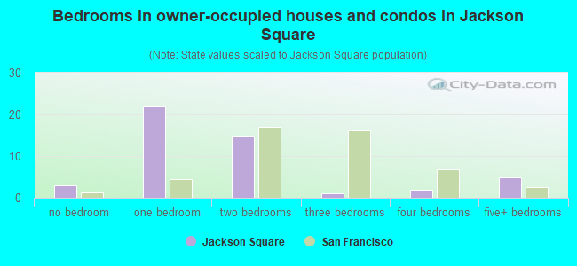 Bedrooms in owner-occupied houses and condos in Jackson Square