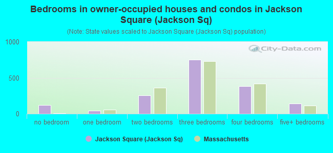 Bedrooms in owner-occupied houses and condos in Jackson Square (Jackson Sq)