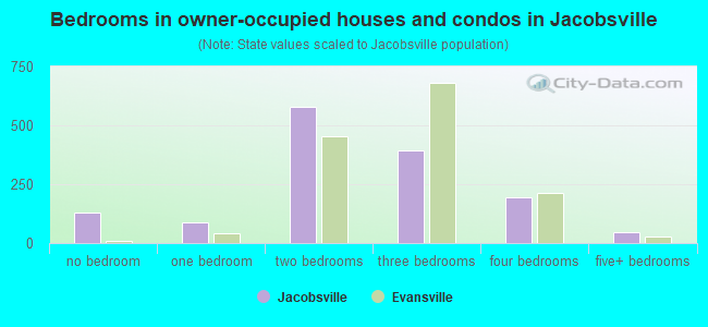 Bedrooms in owner-occupied houses and condos in Jacobsville