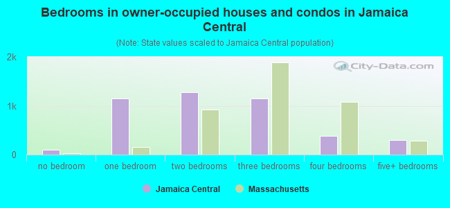 Bedrooms in owner-occupied houses and condos in Jamaica Central
