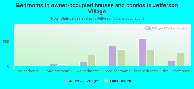 Bedrooms in owner-occupied houses and condos in Jefferson Village