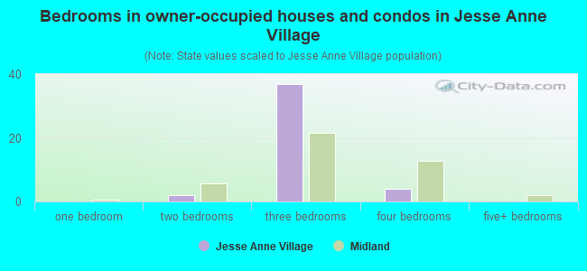 Bedrooms in owner-occupied houses and condos in Jesse Anne Village