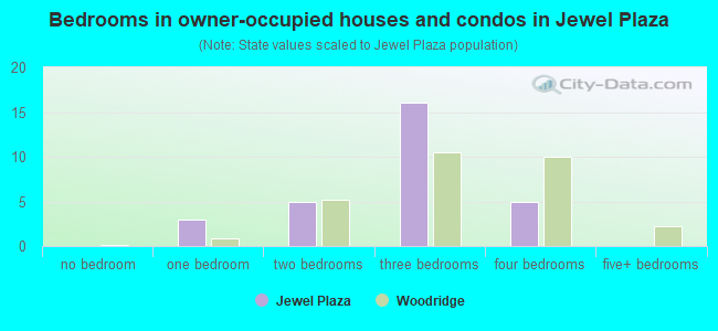 Bedrooms in owner-occupied houses and condos in Jewel Plaza