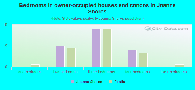 Bedrooms in owner-occupied houses and condos in Joanna Shores