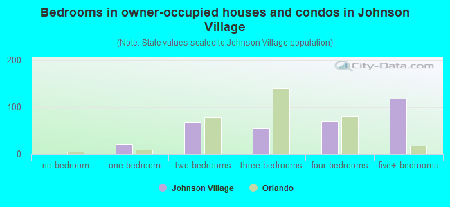 Bedrooms in owner-occupied houses and condos in Johnson Village