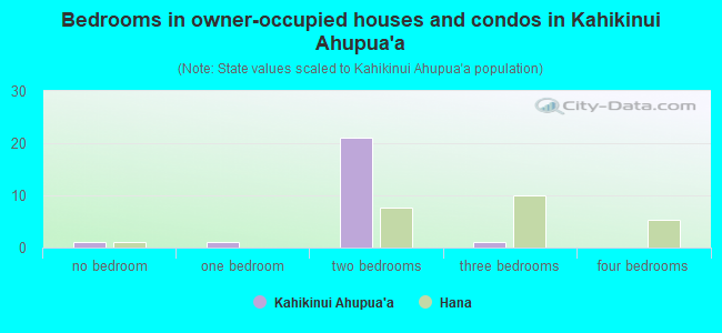 Bedrooms in owner-occupied houses and condos in Kahikinui Ahupua`a