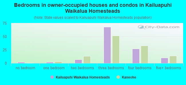 Bedrooms in owner-occupied houses and condos in Kailuapuhi Waikalua Homesteads