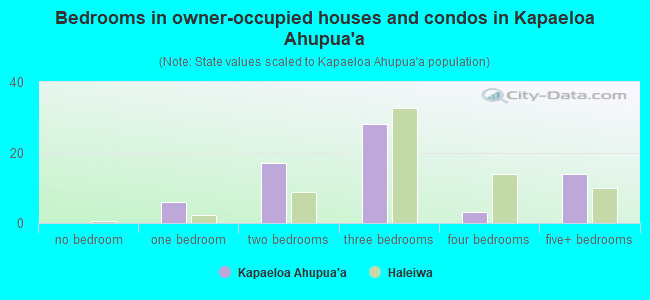 Bedrooms in owner-occupied houses and condos in Kapaeloa Ahupua`a