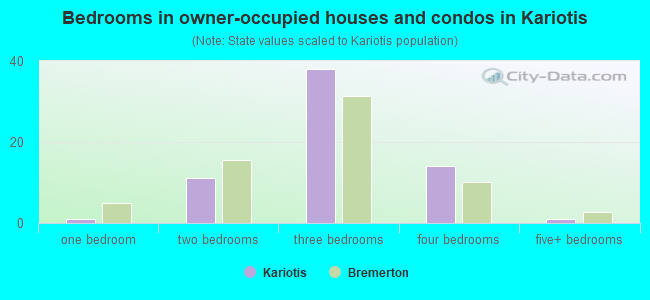 Bedrooms in owner-occupied houses and condos in Kariotis