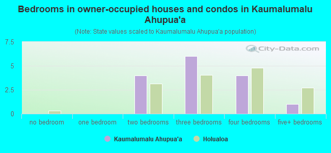 Bedrooms in owner-occupied houses and condos in Kaumalumalu Ahupua`a