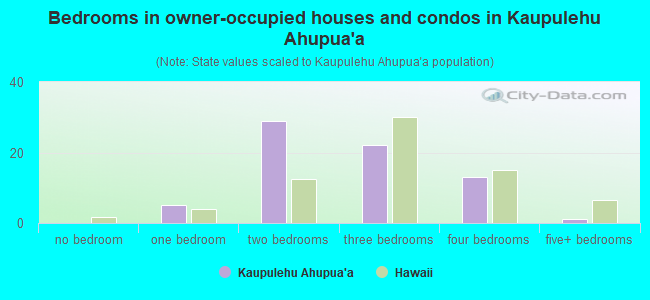 Bedrooms in owner-occupied houses and condos in Kaupulehu Ahupua`a