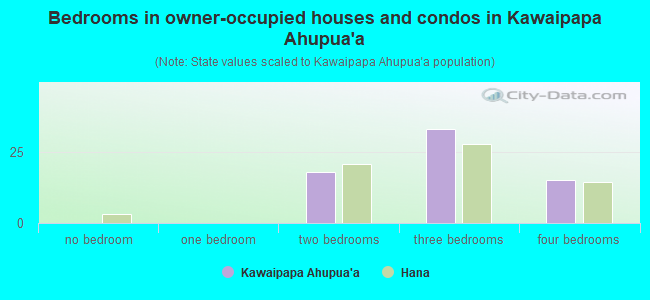Bedrooms in owner-occupied houses and condos in Kawaipapa Ahupua`a