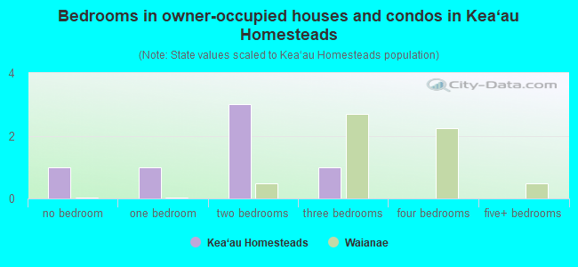 Bedrooms in owner-occupied houses and condos in Kea‘au Homesteads