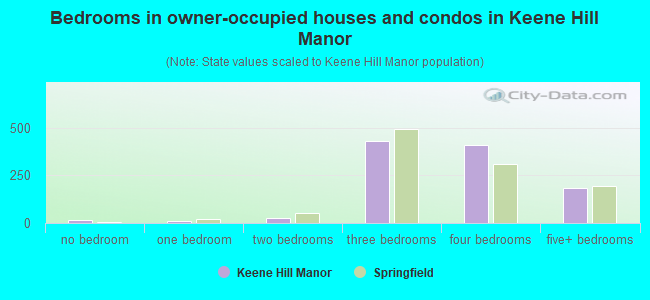 Bedrooms in owner-occupied houses and condos in Keene Hill Manor