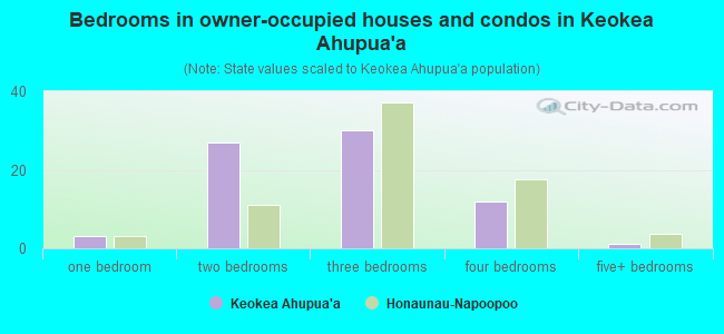 Bedrooms in owner-occupied houses and condos in Keokea Ahupua`a