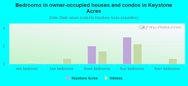 Bedrooms in owner-occupied houses and condos in Keystone Acres