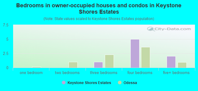 Bedrooms in owner-occupied houses and condos in Keystone Shores Estates