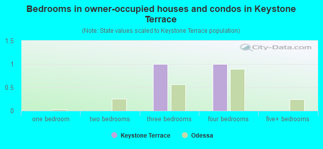 Bedrooms in owner-occupied houses and condos in Keystone Terrace