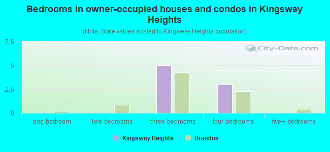 Bedrooms in owner-occupied houses and condos in Kingsway Heights