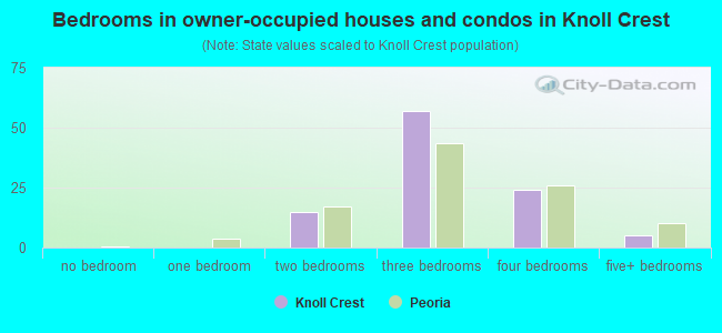 Bedrooms in owner-occupied houses and condos in Knoll Crest