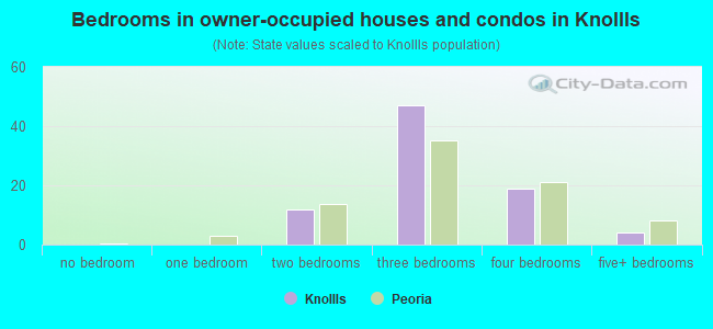 Bedrooms in owner-occupied houses and condos in Knollls