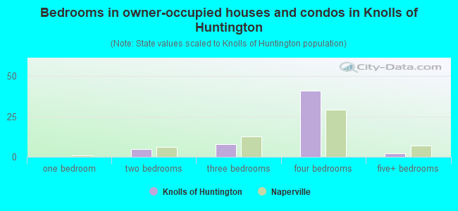 Bedrooms in owner-occupied houses and condos in Knolls of Huntington