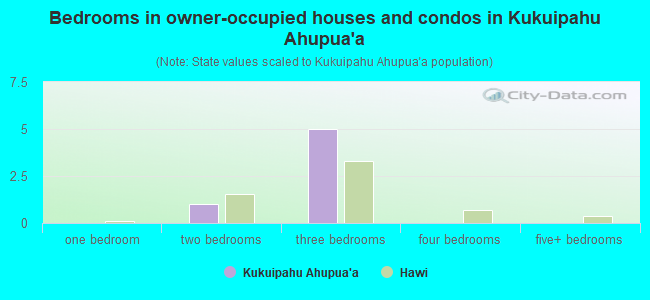 Bedrooms in owner-occupied houses and condos in Kukuipahu Ahupua`a
