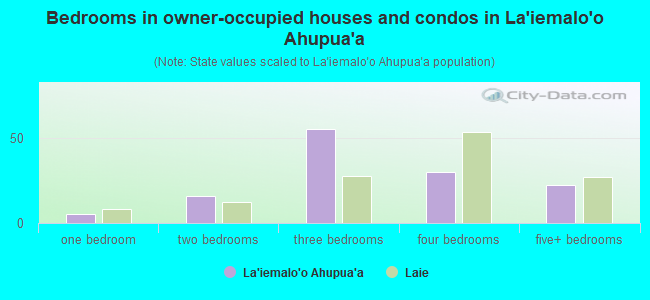 Bedrooms in owner-occupied houses and condos in La`iemalo`o Ahupua`a