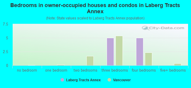 Bedrooms in owner-occupied houses and condos in Laberg Tracts Annex