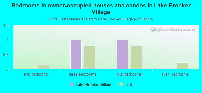 Bedrooms in owner-occupied houses and condos in Lake Brooker Village