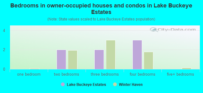Bedrooms in owner-occupied houses and condos in Lake Buckeye Estates