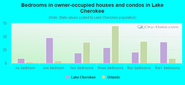 Bedrooms in owner-occupied houses and condos in Lake Cherokee