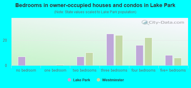 Bedrooms in owner-occupied houses and condos in Lake Park