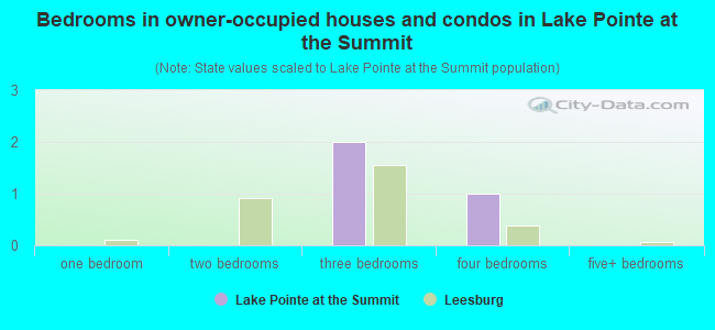 Bedrooms in owner-occupied houses and condos in Lake Pointe at the Summit