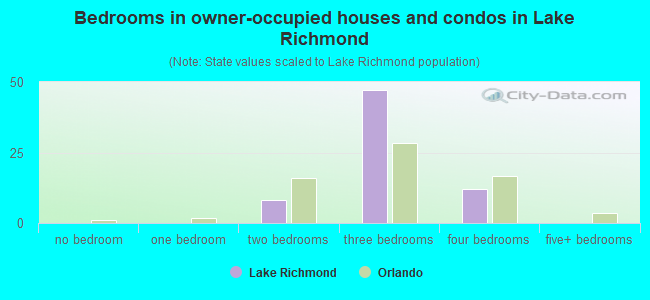 Bedrooms in owner-occupied houses and condos in Lake Richmond