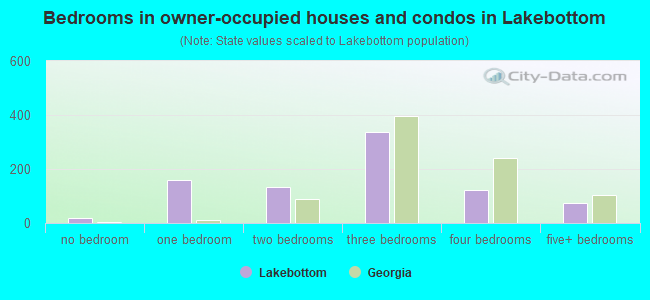 Bedrooms in owner-occupied houses and condos in Lakebottom