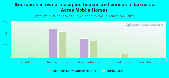Bedrooms in owner-occupied houses and condos in Lakeside Acres Mobile Homes