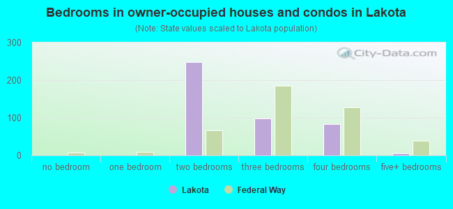 Bedrooms in owner-occupied houses and condos in Lakota