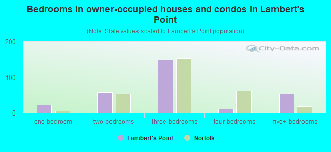 Bedrooms in owner-occupied houses and condos in Lambert's Point