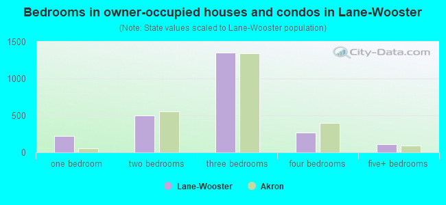 Bedrooms in owner-occupied houses and condos in Lane-Wooster