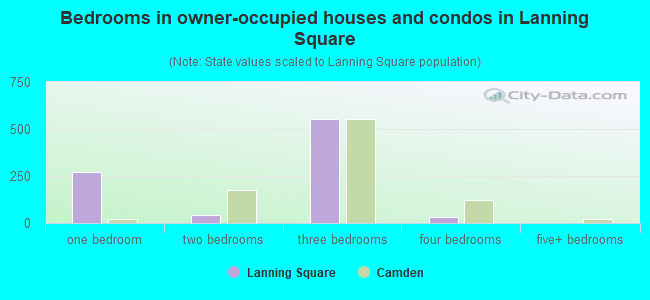 Bedrooms in owner-occupied houses and condos in Lanning Square