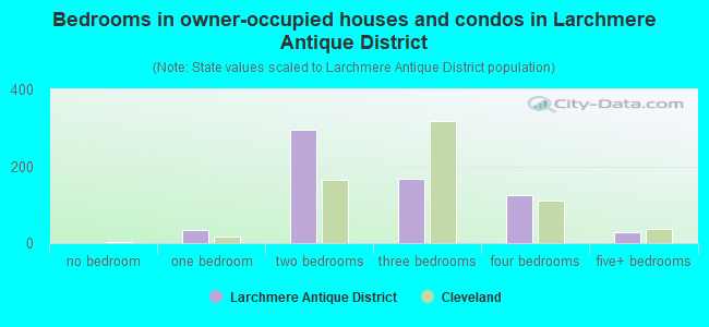 Bedrooms in owner-occupied houses and condos in Larchmere Antique District
