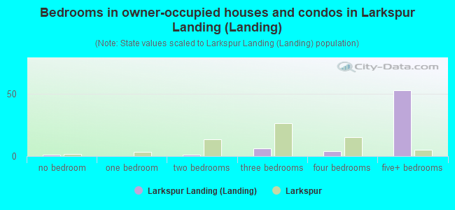 Bedrooms in owner-occupied houses and condos in Larkspur Landing (Landing)