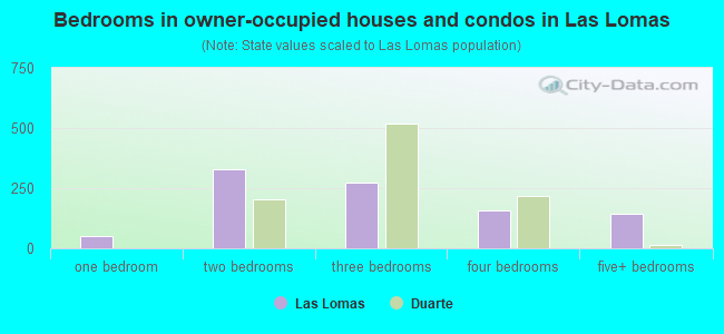 Bedrooms in owner-occupied houses and condos in Las Lomas