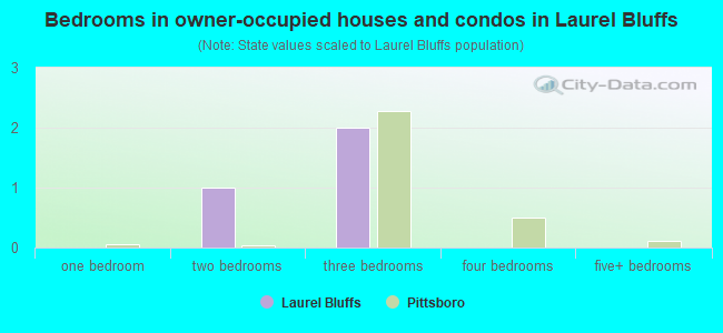 Bedrooms in owner-occupied houses and condos in Laurel Bluffs