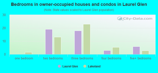 Bedrooms in owner-occupied houses and condos in Laurel Glen