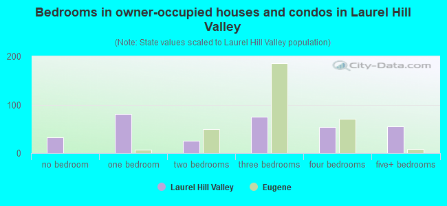 Bedrooms in owner-occupied houses and condos in Laurel Hill Valley