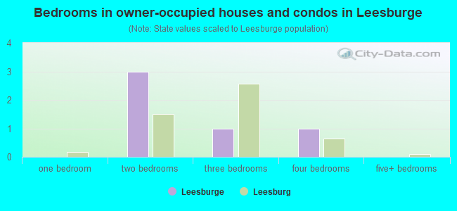 Bedrooms in owner-occupied houses and condos in Leesburge