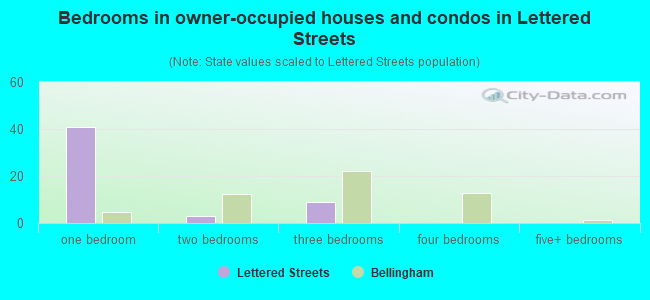 Bedrooms in owner-occupied houses and condos in Lettered Streets